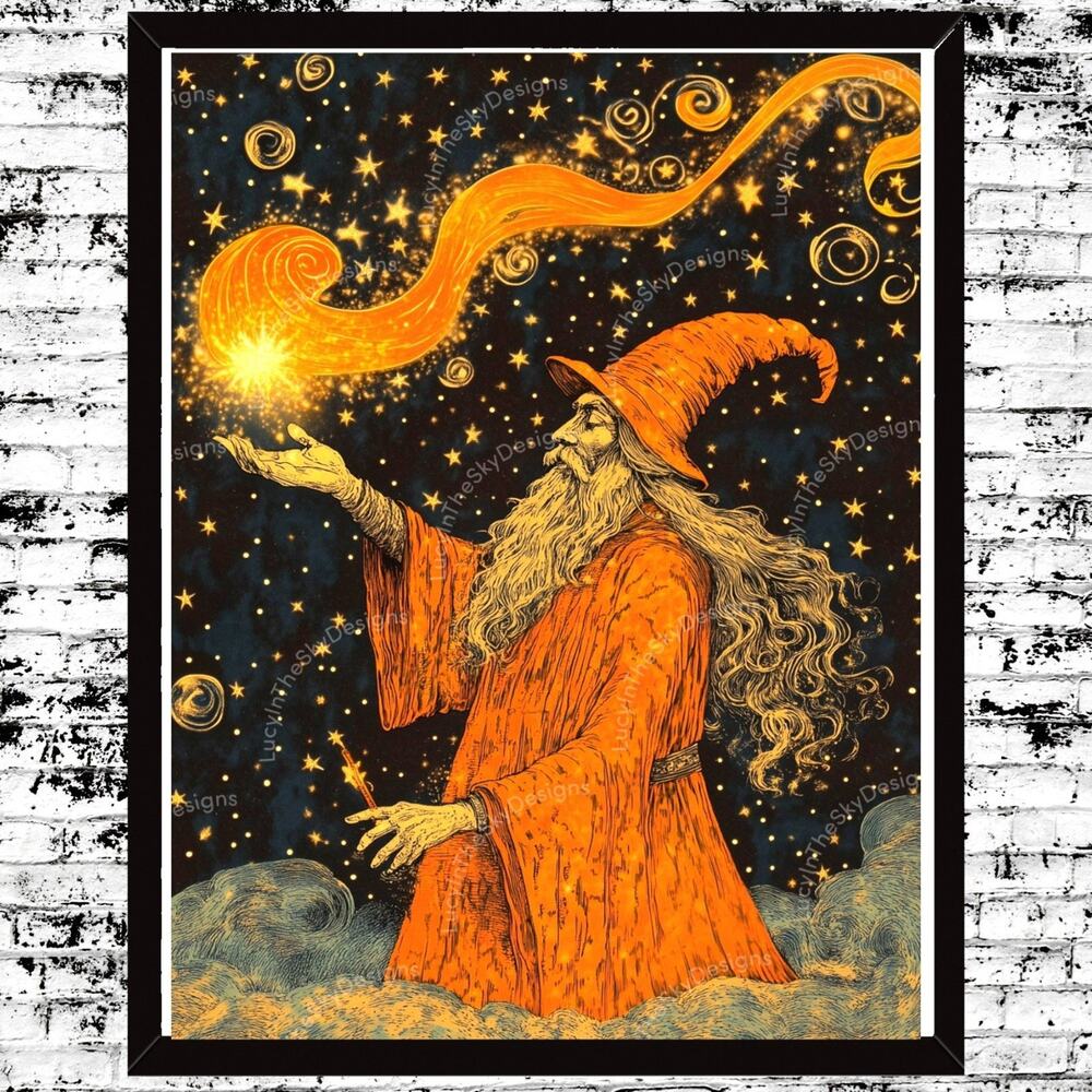 Wizard Moon Star Cosmo Magic Celestial Wall Decor Vivid Color Halloween Decor